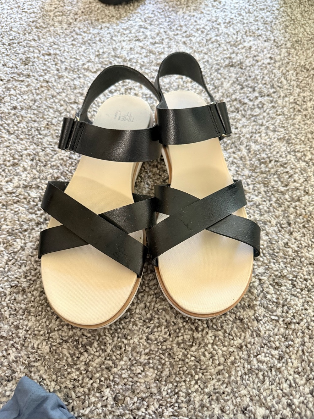 Time and Tru Black Crisscross Adjustable Slingback Sandals
